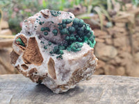Natural Ball Malachite and Drusy Quartz On Dolomite Matrix Specimen x 1 From Kambove, Congo