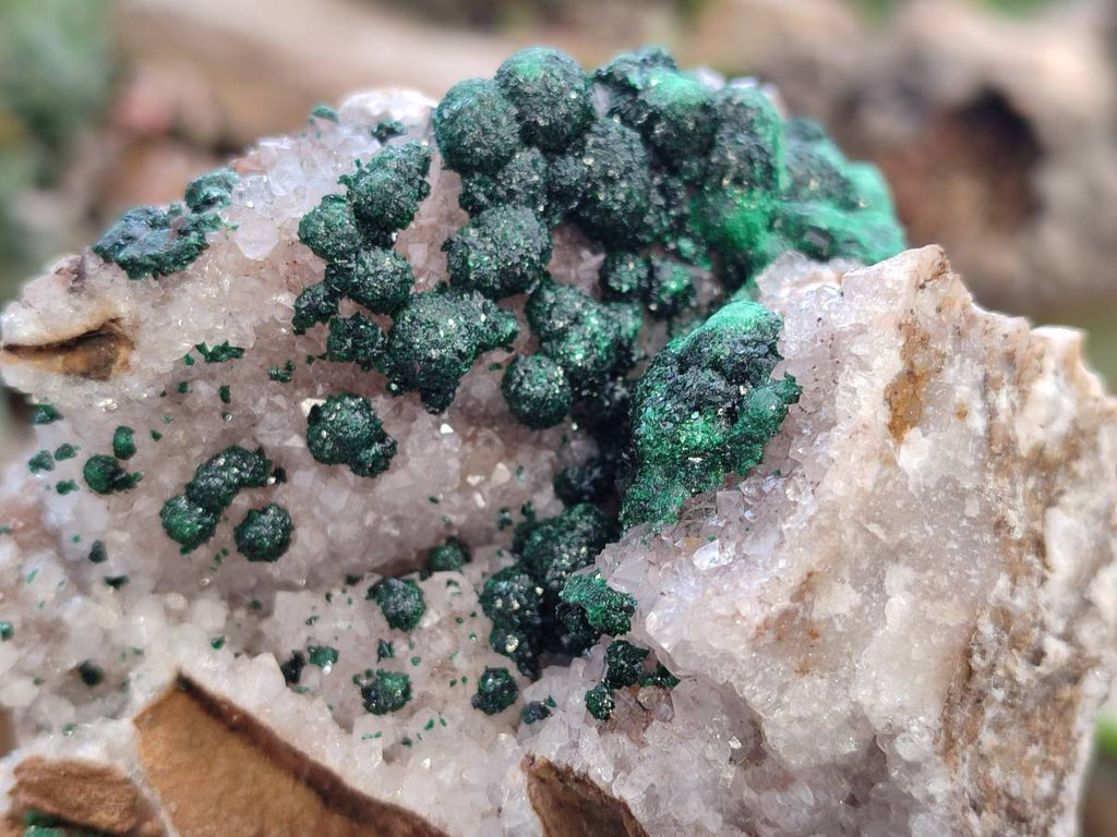 Natural Ball Malachite and Drusy Quartz On Dolomite Matrix Specimen x 1 From Kambove, Congo - Toprock Gemstones and Minerals 