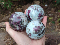 Polished Rubellite Pink Tourmaline Spheres x 4 From Ambatondrazaka, Madagascar
