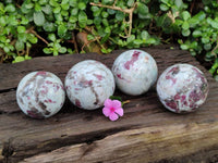 Polished Rubellite Pink Tourmaline Spheres x 4 From Ambatondrazaka, Madagascar