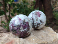 Polished Rubellite Pink Tourmaline Spheres x 4 From Ambatondrazaka, Madagascar