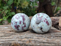 Polished Rubellite Pink Tourmaline Spheres x 4 From Ambatondrazaka, Madagascar