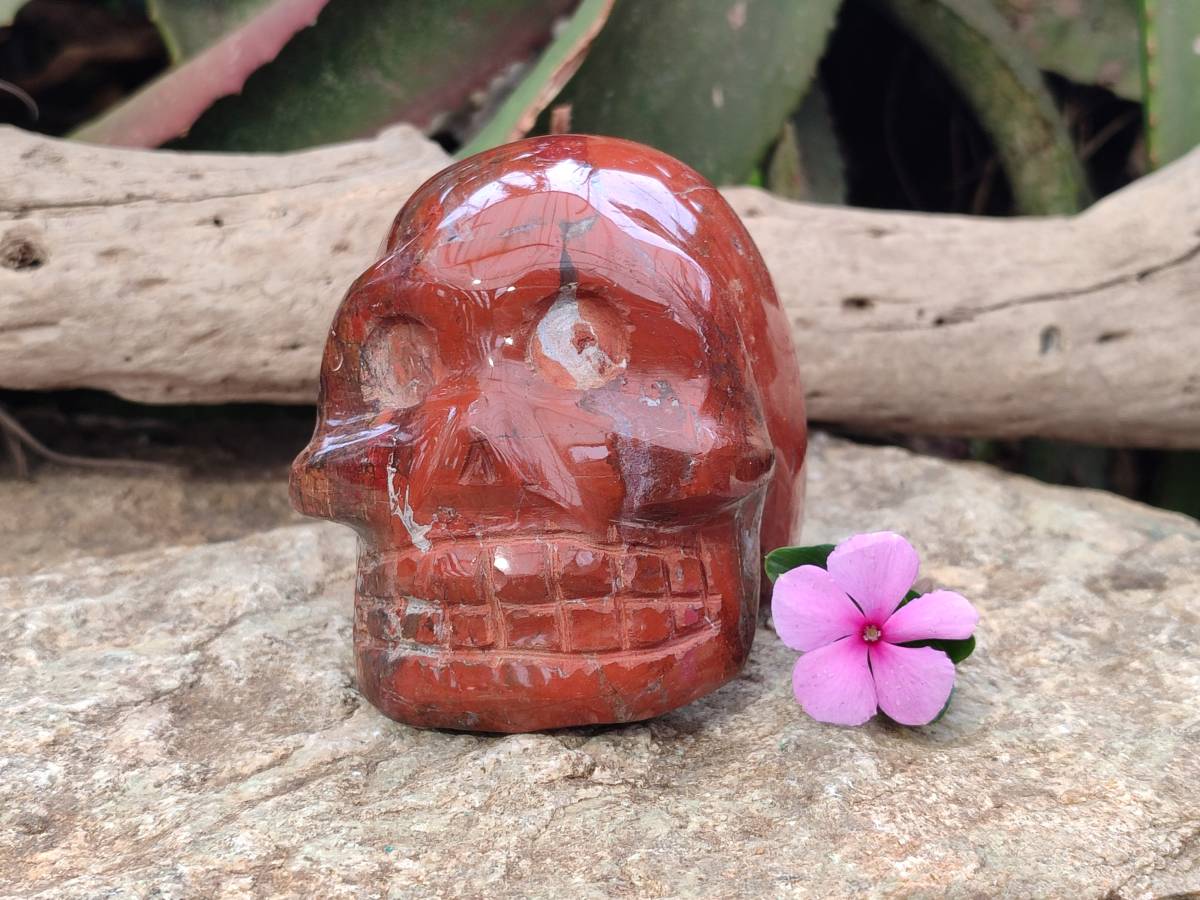 Hand Made Red Jasper Skull x 1 From Madagascar - Toprock Gemstones and Minerals 