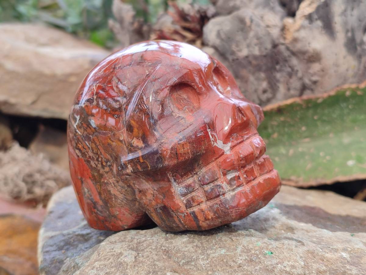 Hand Made Red Jasper Skull x 1 From Madagascar - Toprock Gemstones and Minerals 