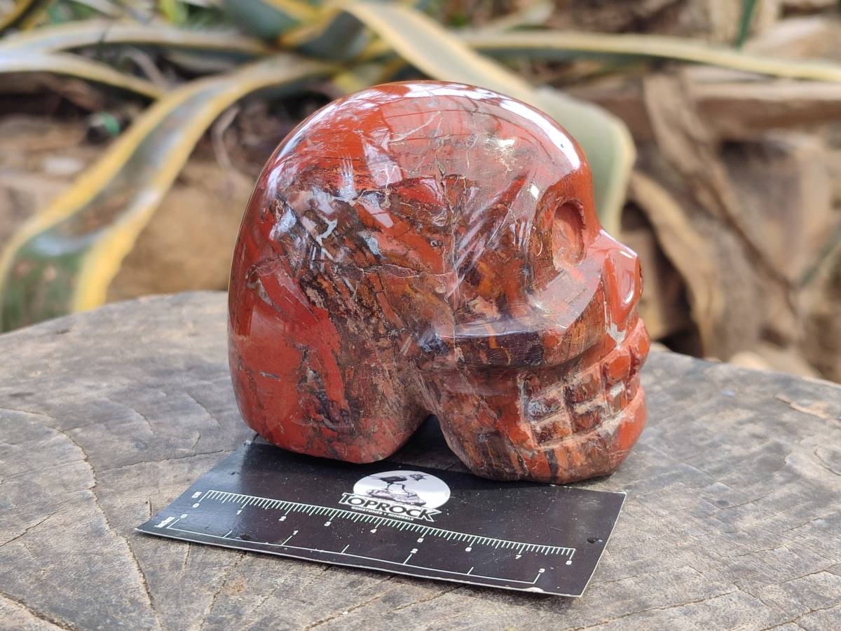 Hand Made Red Jasper Skull x 1 From Madagascar - Toprock Gemstones and Minerals 