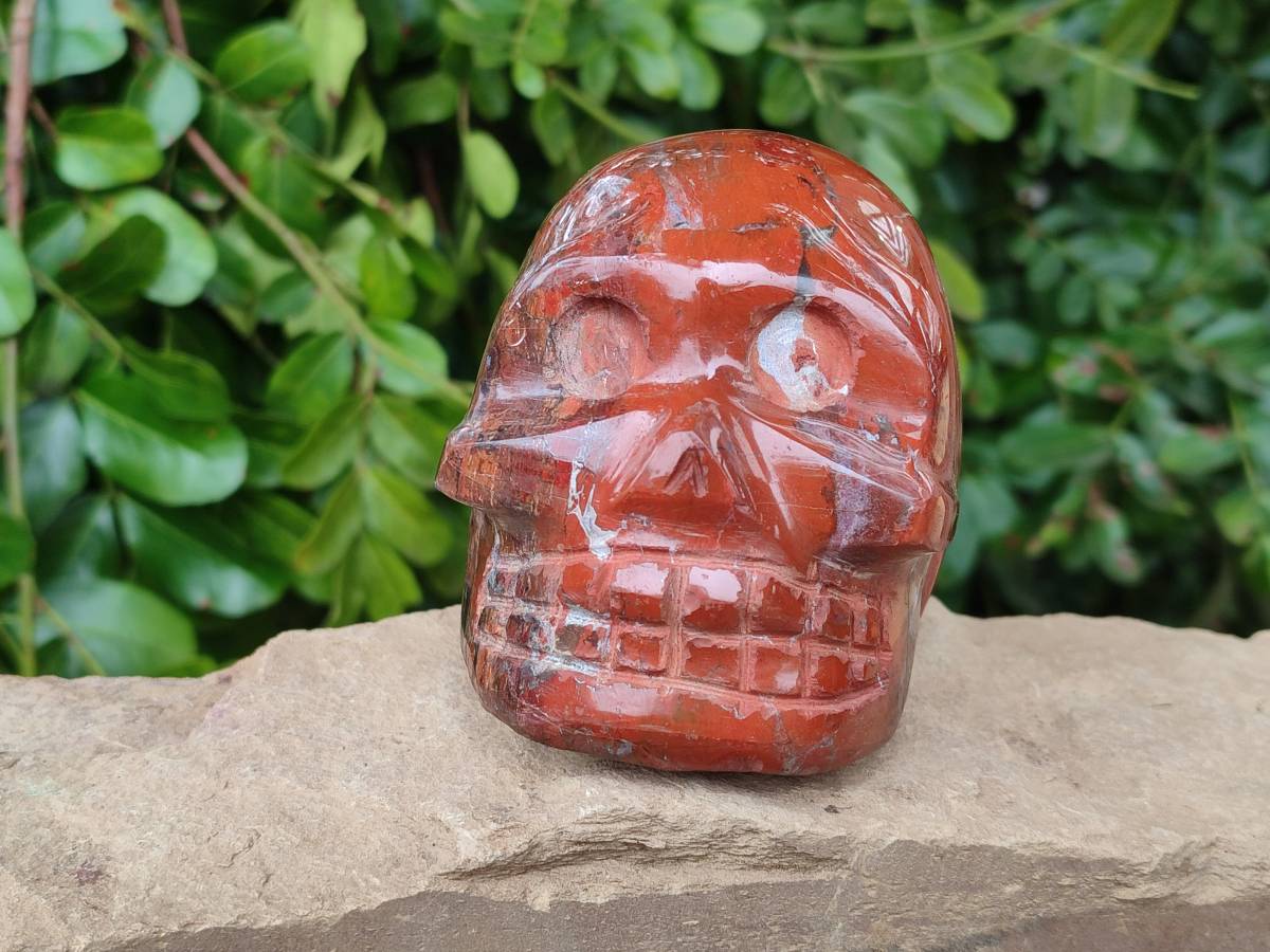 Hand Made Red Jasper Skull x 1 From Madagascar - Toprock Gemstones and Minerals 