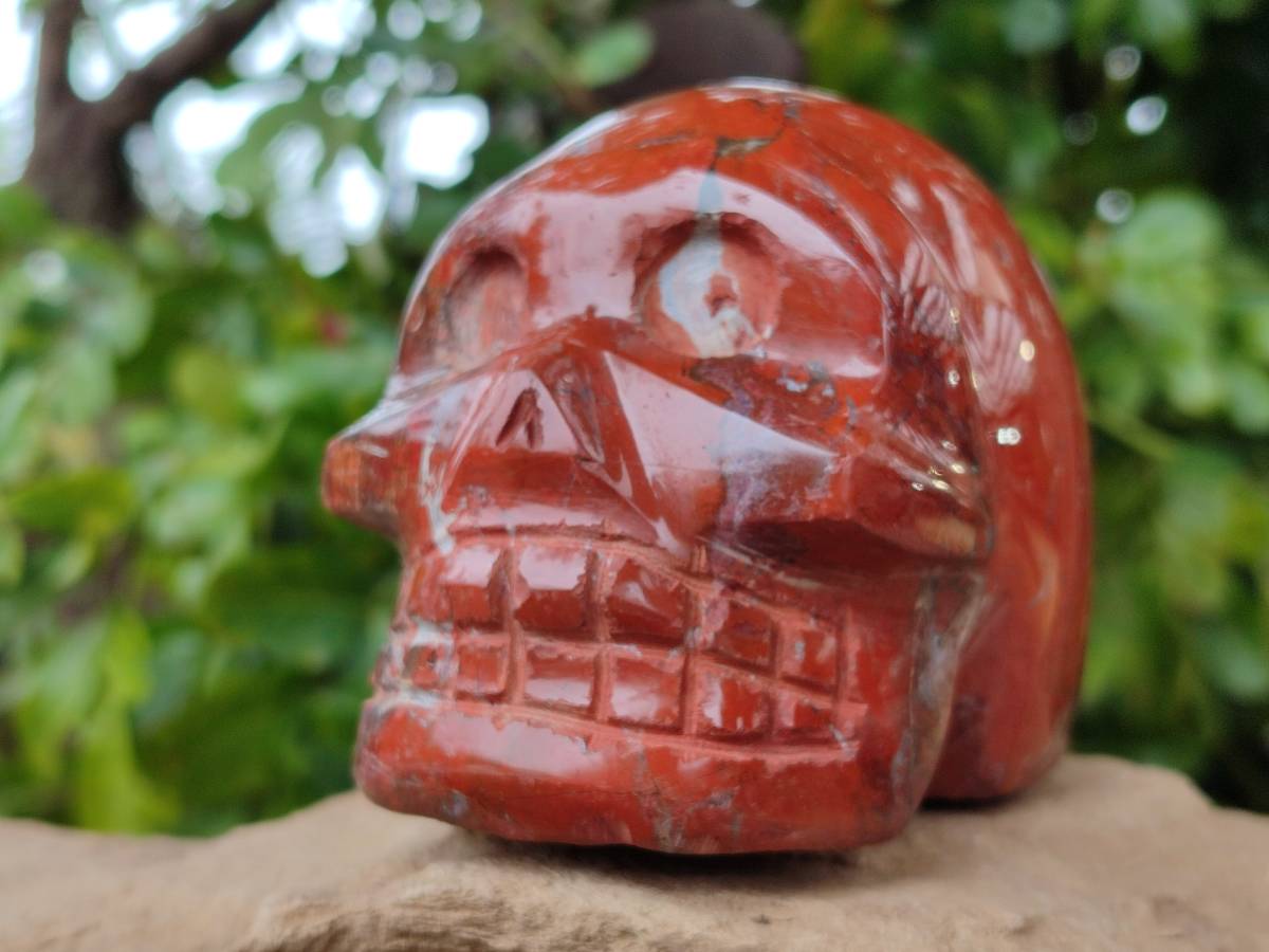 Hand Made Red Jasper Skull x 1 From Madagascar - Toprock Gemstones and Minerals 