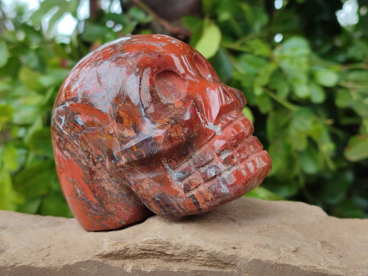 Hand Made Red Jasper Skull x 1 From Madagascar - Toprock Gemstones and Minerals 