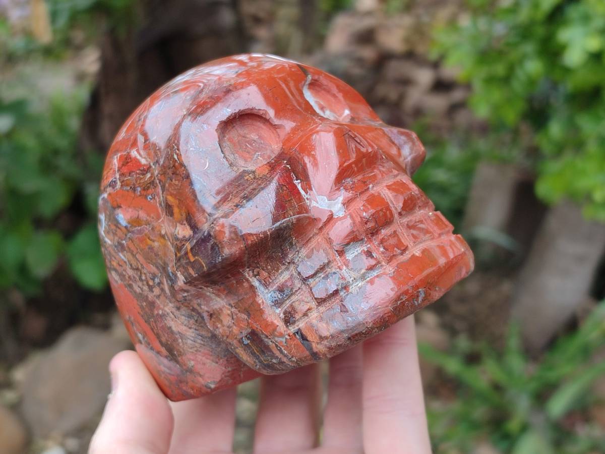 Hand Made Red Jasper Skull x 1 From Madagascar - Toprock Gemstones and Minerals 