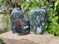 Polished Bloodstone Standing Free Forms x 3 From Swaziland