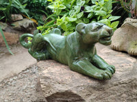 Hand Made Green Verdite Lioness Carving  x 1 From Zimbabwe
