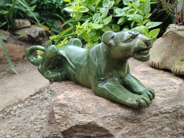 Hand Made Green Verdite Lioness Carving  x 1 From Zimbabwe