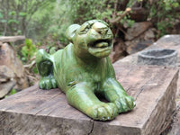 Hand Made Green Verdite Lioness Carving  x 1 From Zimbabwe