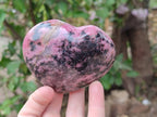 Polished Rhodonite Hearts x 4 From Ambindavato, Madagascar - Toprock Gemstones and Minerals 