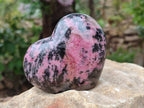 Polished Rhodonite Hearts x 4 From Ambindavato, Madagascar - Toprock Gemstones and Minerals 