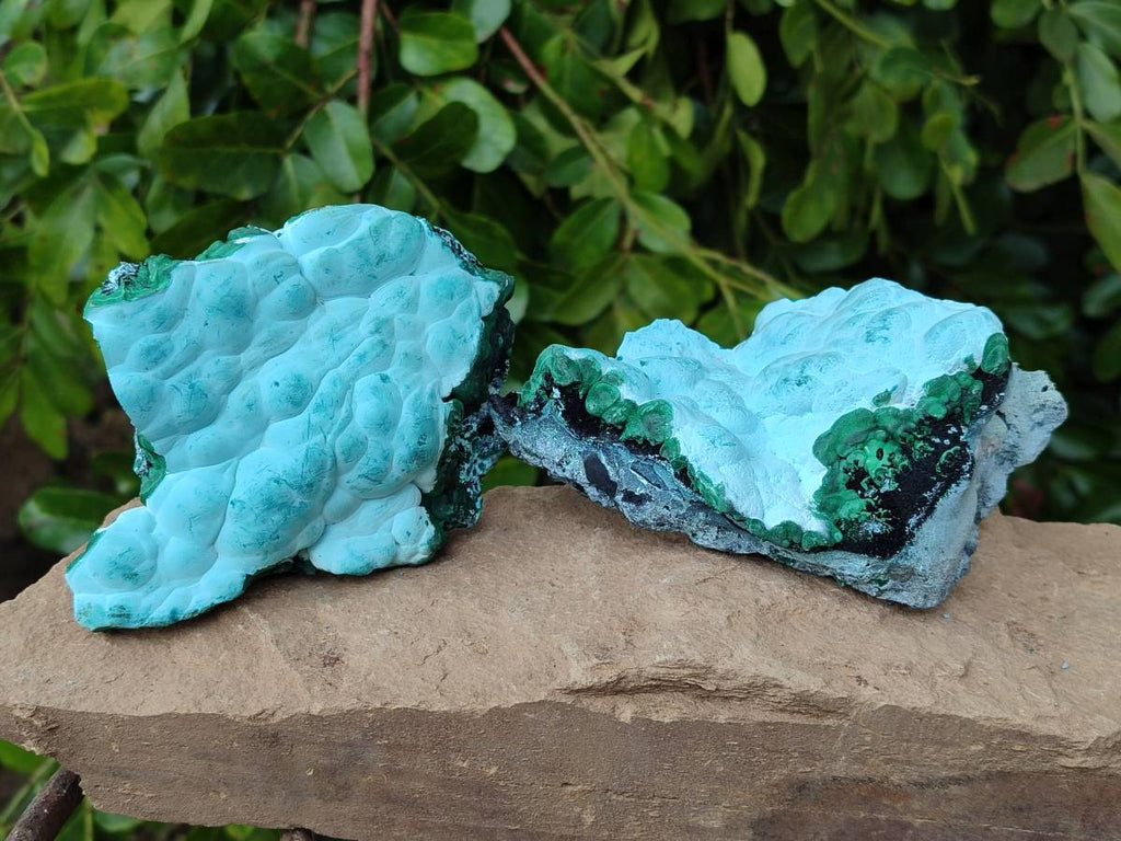 Natural Malachite Malacolla Botryoidal Chrysocolla Specimens x 4 From Kulukuluku, Congo - Toprock Gemstones and Minerals 
