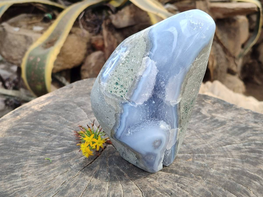 Polished Blue Lace Agate Standing Free Form x 1 From Nsanje, Malawi - Toprock Gemstones and Minerals 