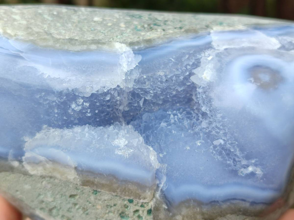 Polished Blue Lace Agate Standing Free Form x 1 From Nsanje, Malawi - Toprock Gemstones and Minerals 