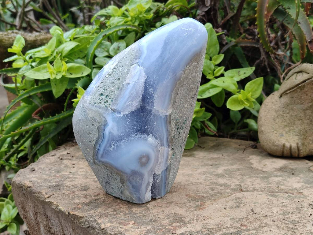 Polished Blue Lace Agate Standing Free Form x 1 From Nsanje, Malawi - Toprock Gemstones and Minerals 