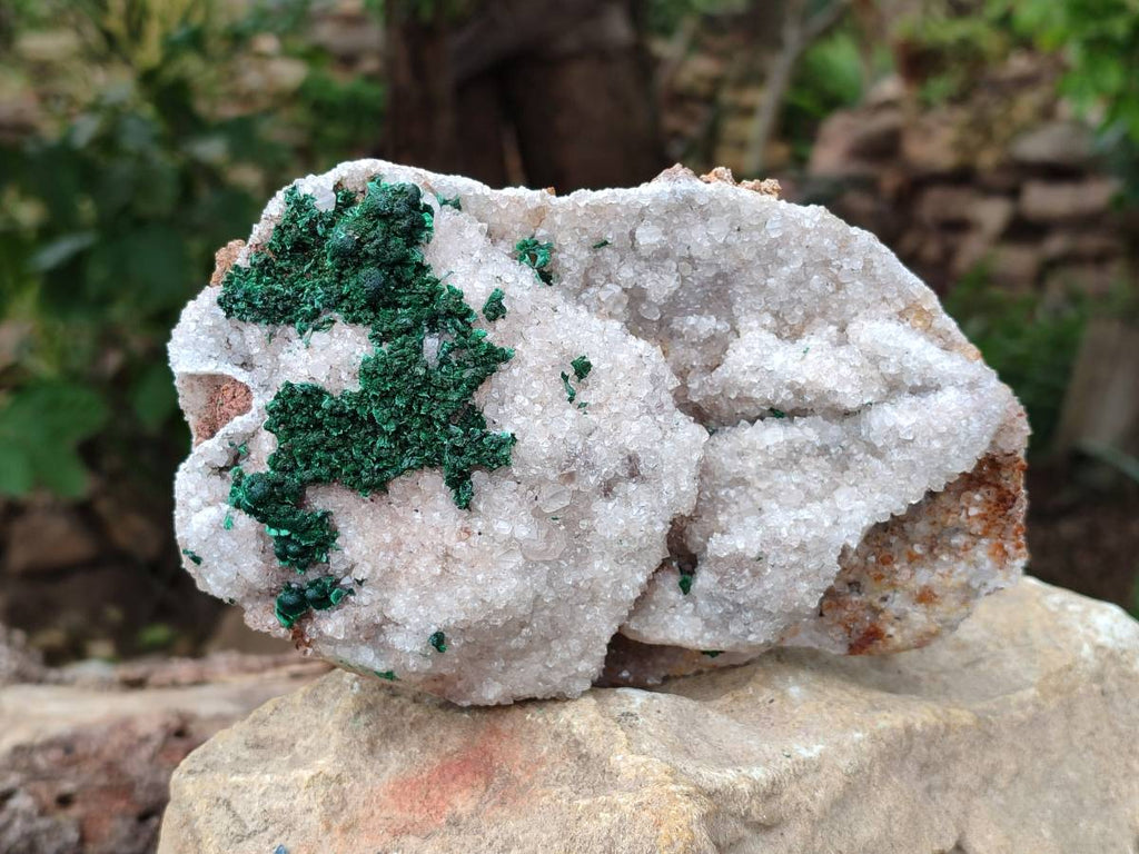Natural Crystalline Ball Malachite and Drusy Quartz On Dolomite Matrix Specimens x 2 From Kambove, Congo - Toprock Gemstones and Minerals 