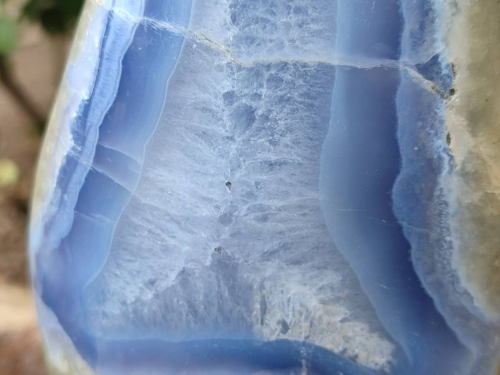 Polished Blue Lace Agate Standing Free Form x 1 From Nsanje, Malawi - Toprock Gemstones and Minerals 