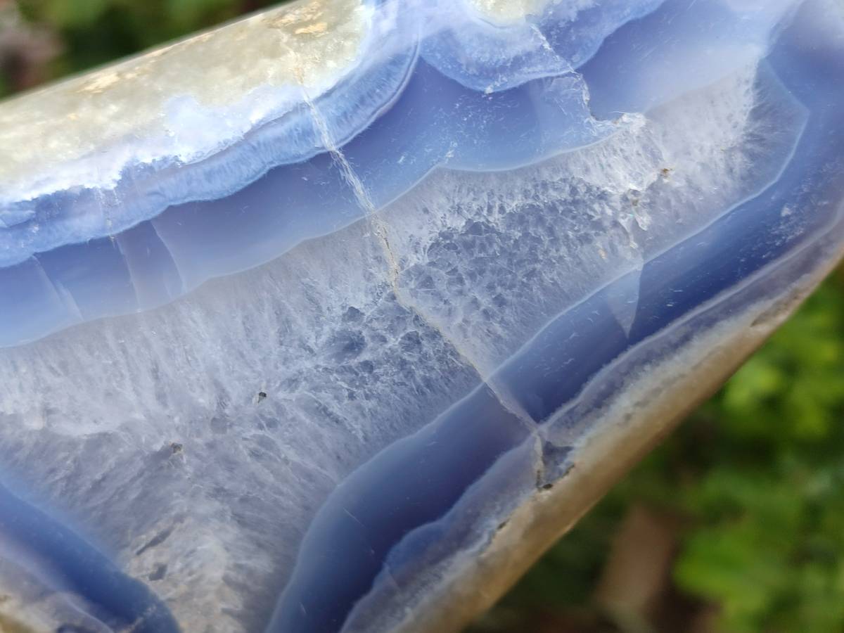 Polished Blue Lace Agate Standing Free Form x 1 From Nsanje, Malawi - Toprock Gemstones and Minerals 