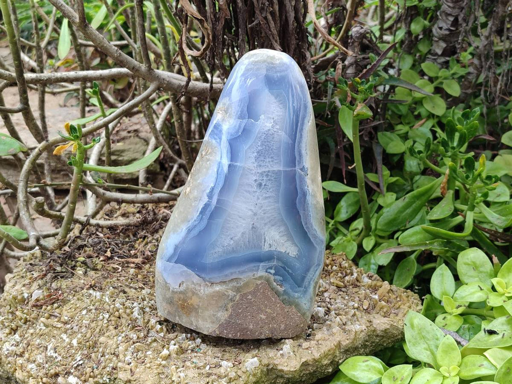 Polished Blue Lace Agate Standing Free Form x 1 From Nsanje, Malawi - Toprock Gemstones and Minerals 
