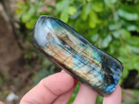 Polished Labradorite Standing Free Forms x 3 From Tulear, Madagascar