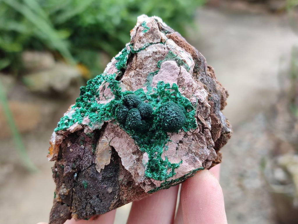 Natural Crystalline Ball Malachite and Drusy Quartz On Dolomite Matrix Specimens x 3 From Kambove, Congo - Toprock Gemstones and Minerals 