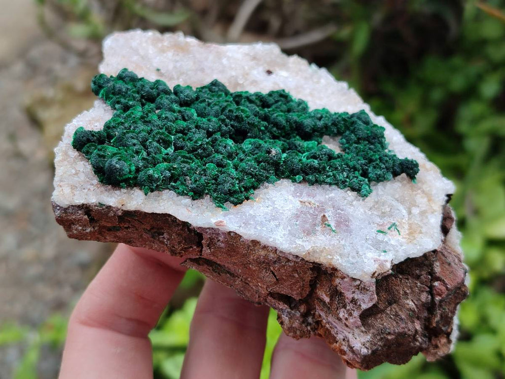 Natural Crystalline Ball Malachite and Drusy Quartz On Dolomite Matrix Specimens x 3 From Kambove, Congo - Toprock Gemstones and Minerals 