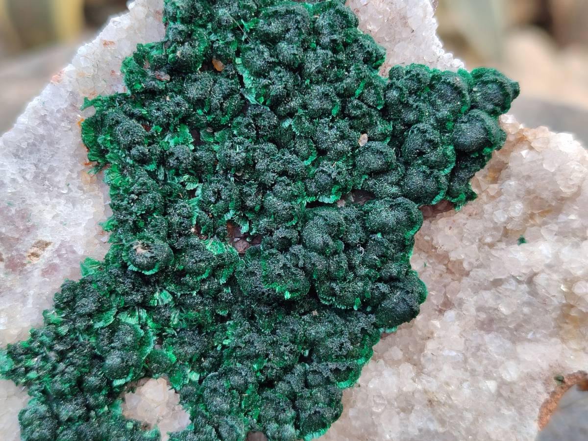 Natural Crystalline Ball Malachite and Drusy Quartz On Dolomite Matrix Specimens x 3 From Kambove, Congo - Toprock Gemstones and Minerals 