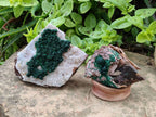 Natural Crystalline Ball Malachite and Drusy Quartz On Dolomite Matrix Specimens x 3 From Kambove, Congo - Toprock Gemstones and Minerals 