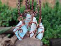 Hand Made Copper Wire Wrapped Blue Smithsonite Jewellery Pendants - Sold Per Item - From Congo