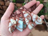 Hand Made Copper Wire Wrapped Blue Smithsonite Jewellery Pendants - Sold Per Item - From Congo