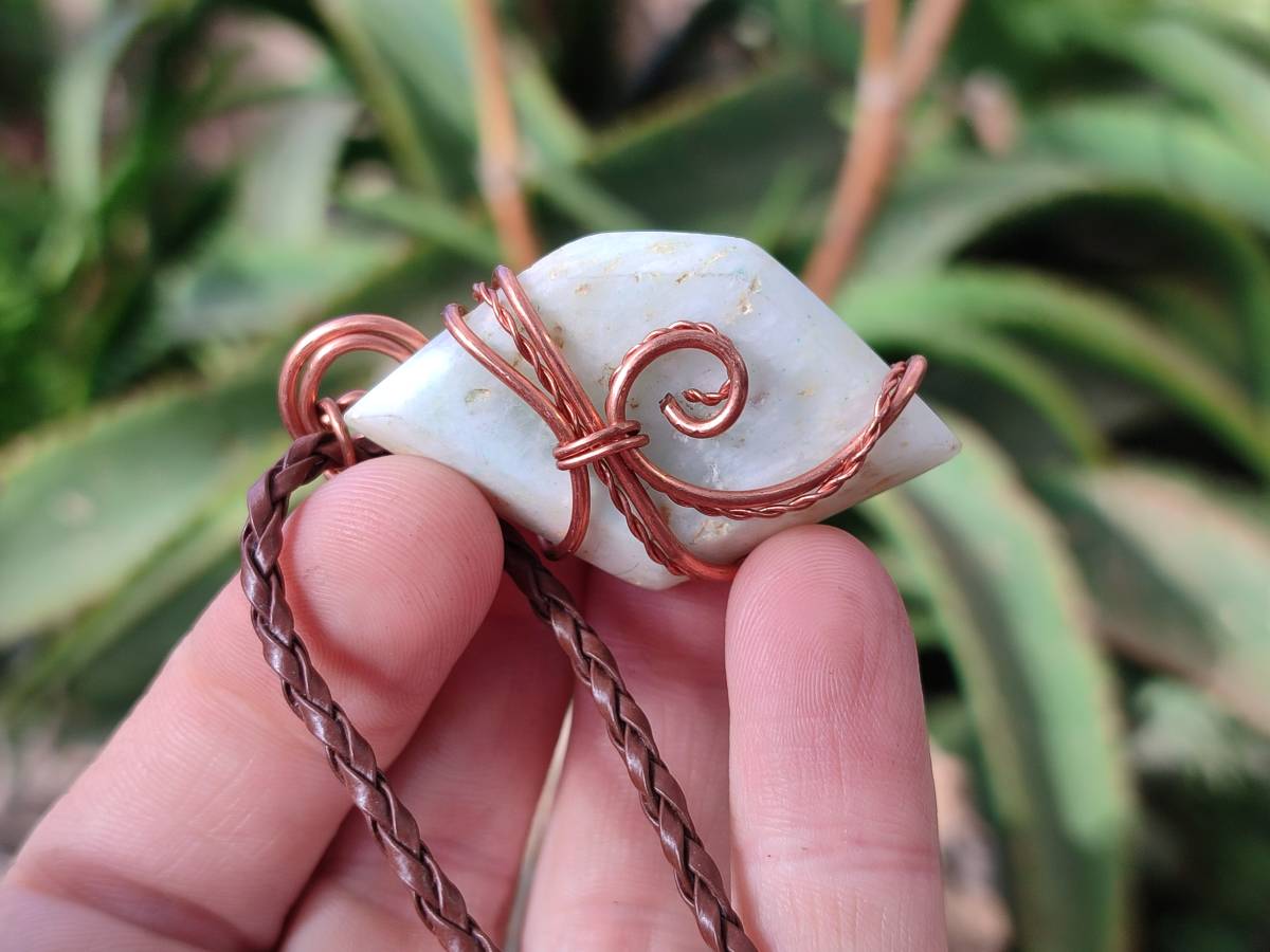 Hand Made Copper Wire Wrapped Blue Smithsonite Jewellery Pendants - Sold Per Item - From Congo - Toprock Gemstones and Minerals 