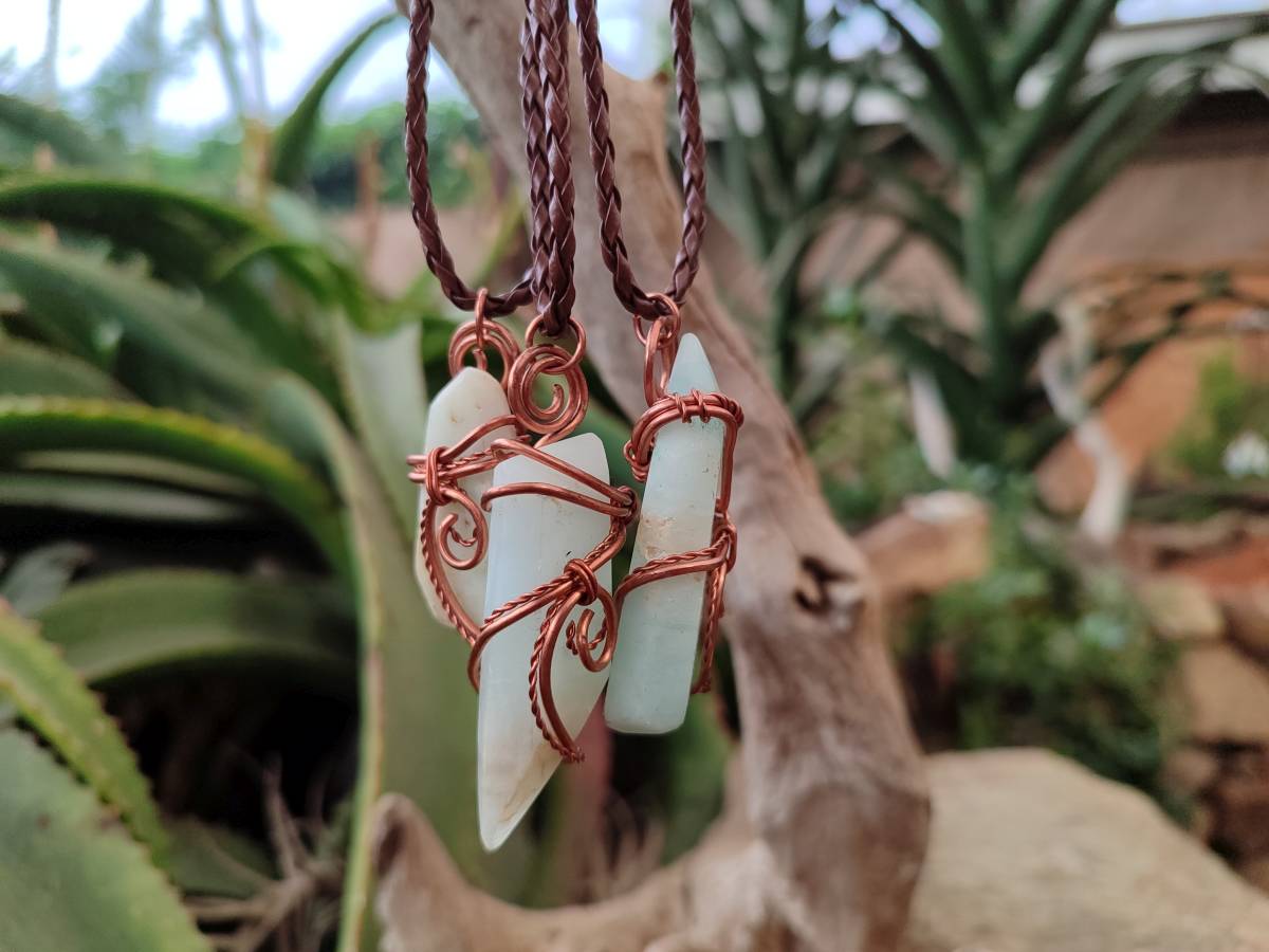Hand Made Copper Wire Wrapped Blue Smithsonite Jewellery Pendants - Sold Per Item - From Congo - Toprock Gemstones and Minerals 