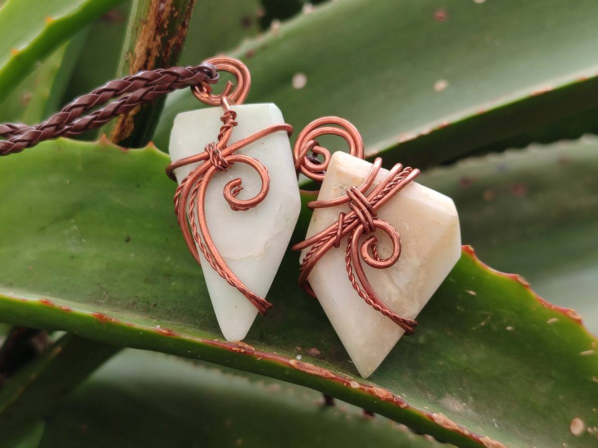 Hand Made Copper Wire Wrapped Blue Smithsonite Jewellery Pendants - Sold Per Item - From Congo - Toprock Gemstones and Minerals 