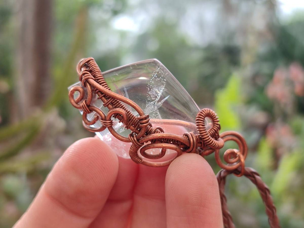 Hand Made Rock Crystal Kite Copper Wire Wrap Pendants - Sold Per Item - From Madagascar - Toprock Gemstones and Minerals 