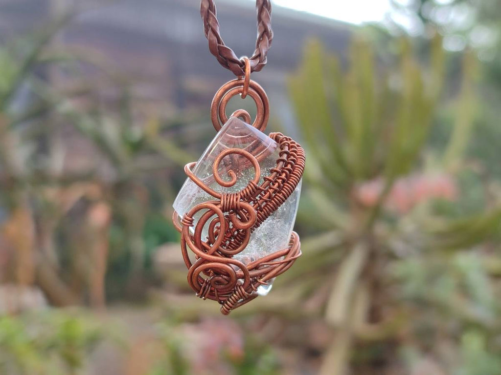 Hand Made Rock Crystal Kite Copper Wire Wrap Pendants - Sold Per Item - From Madagascar - Toprock Gemstones and Minerals 