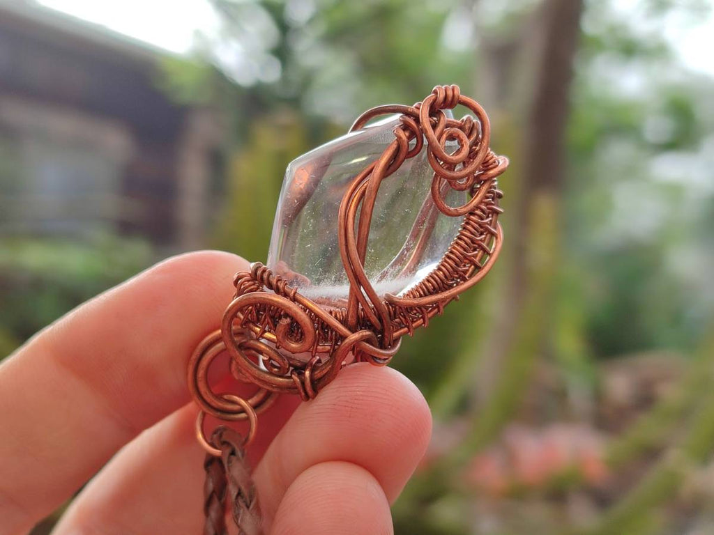 Hand Made Rock Crystal Kite Copper Wire Wrap Pendants - Sold Per Item - From Madagascar - Toprock Gemstones and Minerals 