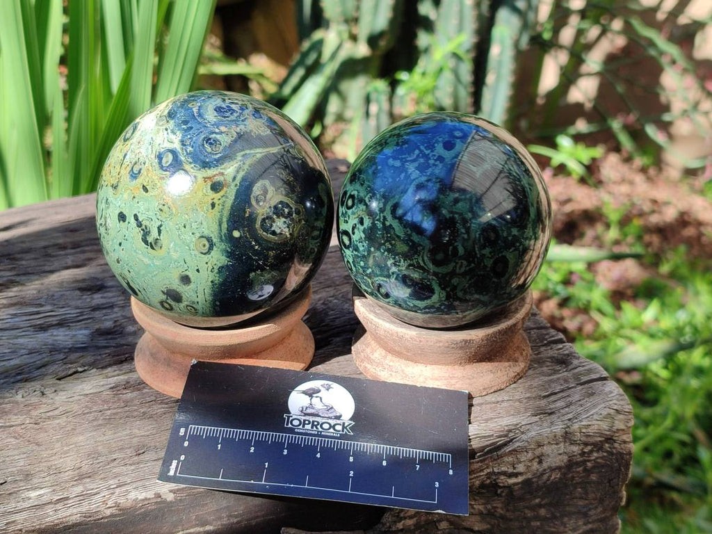 Polished Stromatolite Spheres x 2 From Katsepy, Madagascar - Toprock Gemstones and Minerals 