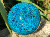 Polished Chrysocolla Conglomerate Spheres x 2 From Congo