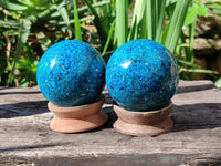 Polished Chrysocolla Conglomerate Spheres x 2 From Congo