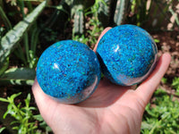 Polished Chrysocolla Conglomerate Spheres x 2 From Congo
