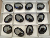 Polished Black Tourmaline Palm Stones x 12 From Madagascar