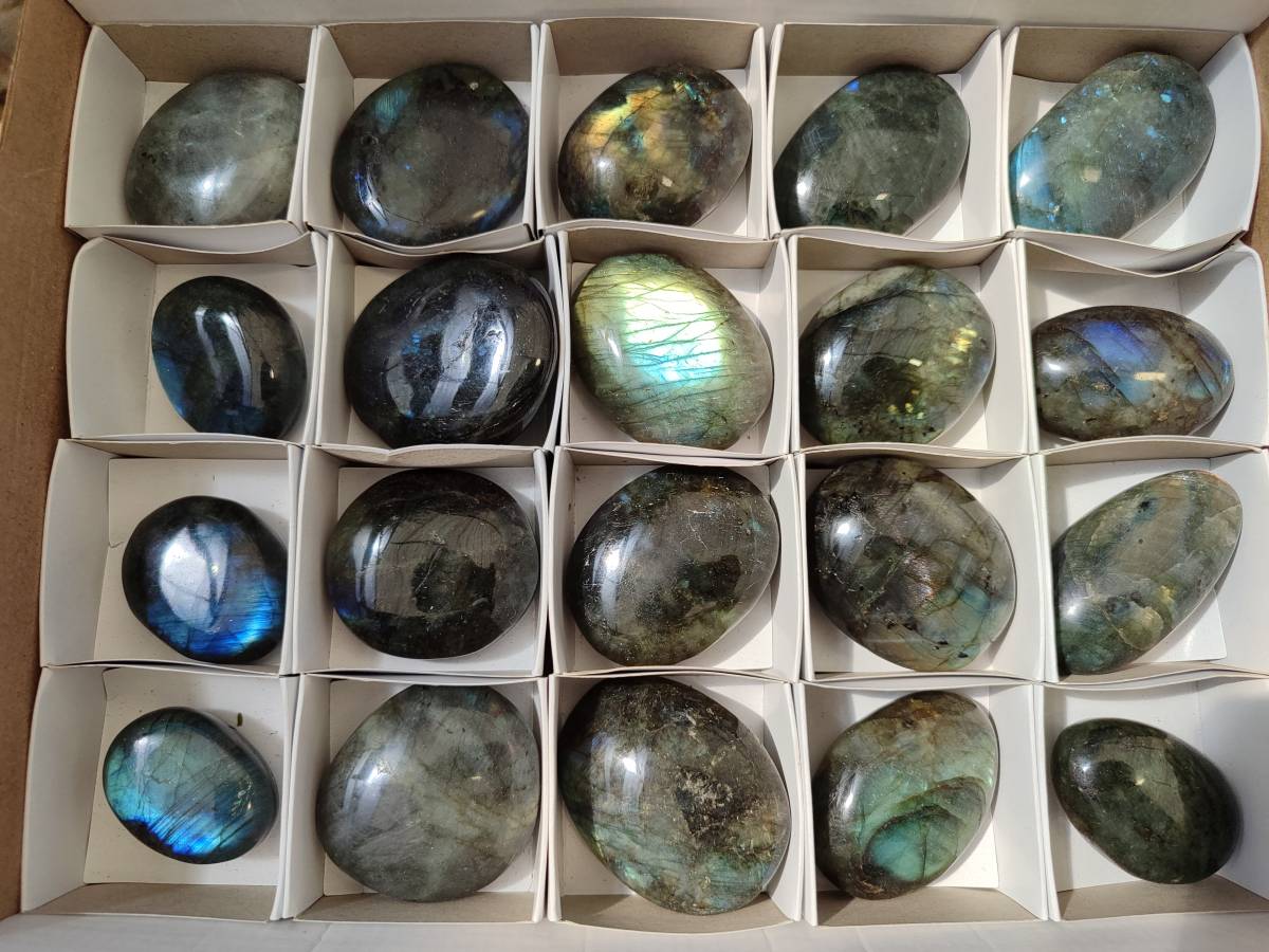 Polished Labradorite Standing Free Forms x 20 From Tulear, Madagascar - Toprock Gemstones and Minerals 