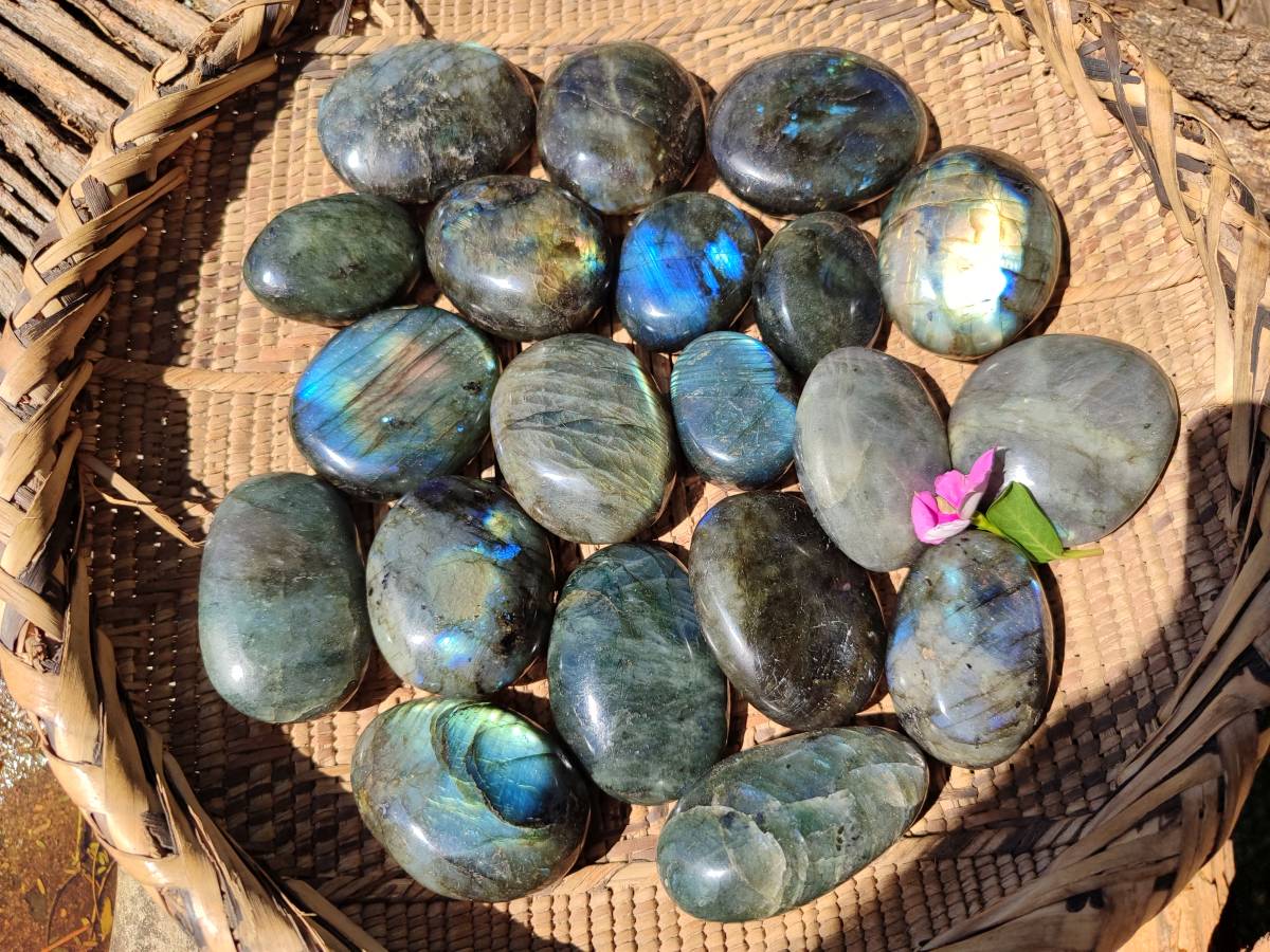Polished Labradorite Standing Free Forms x 20 From Tulear, Madagascar - Toprock Gemstones and Minerals 