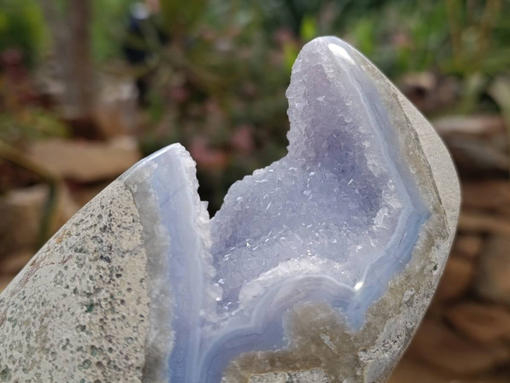 Polished Blue Lace Agate Standing Free Form x 1 From Nsanje, Malawi - Toprock Gemstones and Minerals 