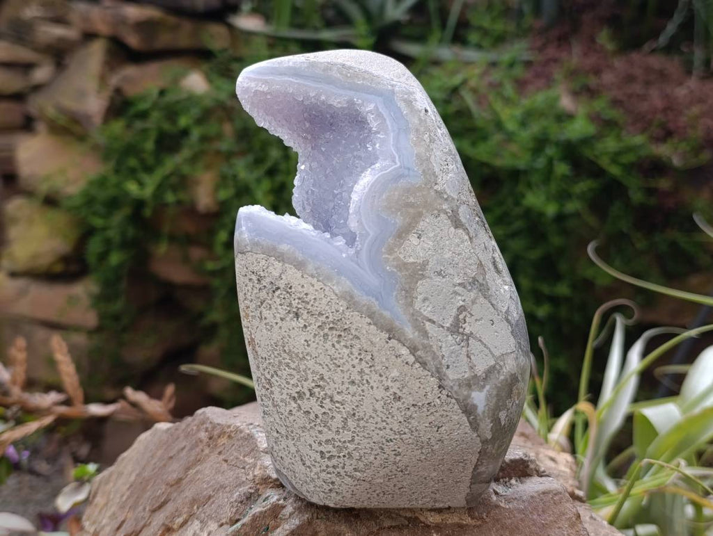 Polished Blue Lace Agate Standing Free Form x 1 From Nsanje, Malawi - Toprock Gemstones and Minerals 