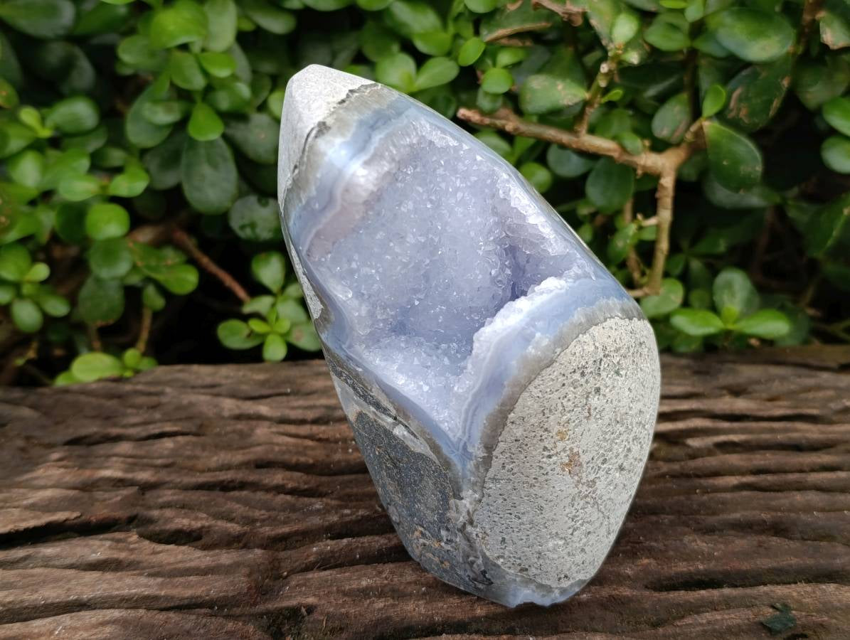 Polished Blue Lace Agate Standing Free Form x 1 From Nsanje, Malawi - Toprock Gemstones and Minerals 